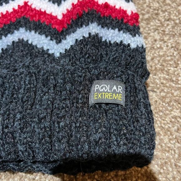 😊 3/$30 POLAR EXTREME HEAT CHEVRON CHENILLE CUFF HAT W/FAUX FUR POM Grey new! - Picture 8 of 11